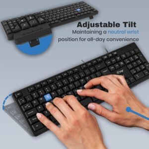 EVM Wired Keyboard - 104 Keys, Spill-Resistant, Copper Wire, UV Paint Coated, USB Connectivity, Smooth Keystrokes - 1 Year Warranty (EVM-WDK-216)
