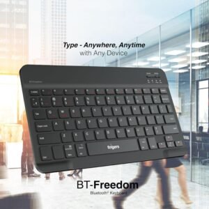 FINGERS BT-Freedom Bluetooth Mini Keyboard (Type-C Rechargeable with 30-Day worktime, X-Type Scissor Keys) - Jet Black