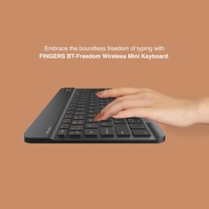 FINGERS BT-Freedom Bluetooth Mini Keyboard (Type-C Rechargeable with 30-Day worktime, X-Type Scissor Keys) - Jet Black