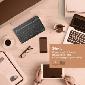 FINGERS BT-Freedom Bluetooth Mini Keyboard (Type-C Rechargeable with 30-Day worktime, X-Type Scissor Keys) - Jet Black