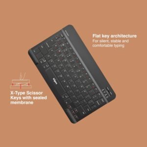 FINGERS BT-Freedom Bluetooth Mini Keyboard (Type-C Rechargeable with 30-Day worktime, X-Type Scissor Keys) - Jet Black