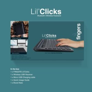 FINGERS Lil’Clicks Bluetooth Wireless Mini Keyboard (Bluetooth + Wireless 2.4 GHz | Compatible with Windows, macOS, Android, Linux & Chrome OS)