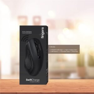 FINGERS SwiftCharge Wireless Rechargeable PC Mouse (2.4 GHz Wireless, Advanced Optical Technology, 1600 DPI, Ambidextrous, Plug-n-Play)
