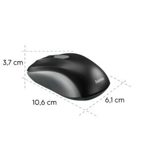 Hama "AMW-200 Optical Wireless Mouse with Nano Receiver,1600 DPI Optical Sensor, 2.4GHz Connectivity, 3 Buttons Wireless Mouse - (Anthracite/Black)