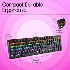 HP Gk400F Mechanical USB Gaming Keyboard,Dust & Spill Resistant,RGB Backlit Keys,Metal Panel,Full-Sized Keyboard Design