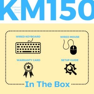 HP KM150 Wired Keyboard and Mouse Combo Full-Size Keyboard, 1600 DPI Ergonomic Optical Sensor Mouse, Instant USB Plug-and-Play, 12 Shortcut Keys, Adjustable Slope Keyboard...