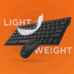 IVOOMI Zoox Black Wireless Keyboard & Mouse Set, 2.4 ghz/Dual Bluetooth 5.0 and 1600DPI, BIS Approved, Multimedia Keys with Rupees Key, on/Off Switch, Win/Mac/Linux/Android 1...