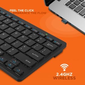 IVOOMI Zoox Black Wireless Keyboard & Mouse Set, 2.4 ghz/Dual Bluetooth 5.0 and 1600DPI, BIS Approved, Multimedia Keys with Rupees Key, on/Off Switch, Win/Mac/Linux/Android 1...