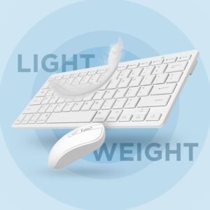 IVOOMI Zoox White Wireless Keyboard & Mouse Set, 2.4 ghz/Dual Bluetooth 5.0 and 1600DPI, BIS Approved, Multimedia Keys with Rupees Key, on/Off Switch, Win/Mac/Linux/Android - 1...