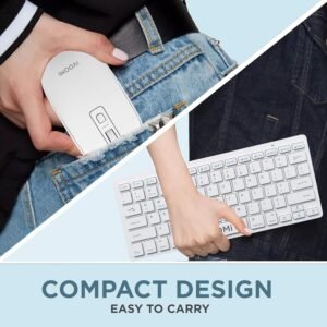 IVOOMI Zoox White Wireless Keyboard & Mouse Set, 2.4 ghz/Dual Bluetooth 5.0 and 1600DPI, BIS Approved, Multimedia Keys with Rupees Key, on/Off Switch, Win/Mac/Linux/Android - 1...