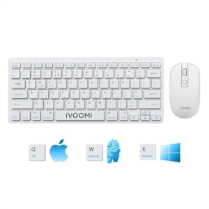IVOOMI Zoox White Wireless Keyboard & Mouse Set, 2.4 ghz/Dual Bluetooth 5.0 and 1600DPI, BIS Approved, Multimedia Keys with Rupees Key, on/Off Switch, Win/Mac/Linux/Android - 1...
