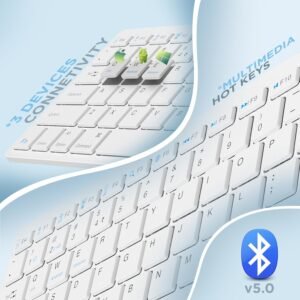 IVOOMI Zoox White Wireless Keyboard & Mouse Set, 2.4 ghz/Dual Bluetooth 5.0 and 1600DPI, BIS Approved, Multimedia Keys with Rupees Key, on/Off Switch, Win/Mac/Linux/Android - 1...