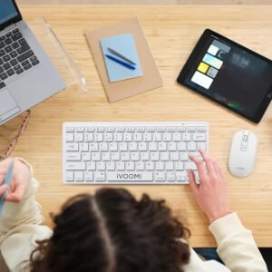 IVOOMI Zoox White Wireless Keyboard & Mouse Set, 2.4 ghz/Dual Bluetooth 5.0 and 1600DPI, BIS Approved, Multimedia Keys with Rupees Key, on/Off Switch, Win/Mac/Linux/Android - 1...