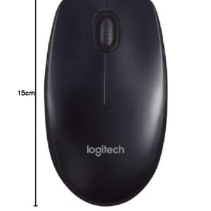 Logitech M90 Wired USB Mouse, 3 yr Warranty, 1000 DPI Optical Tracking, Ambidextrous PC/Mac/Laptop - Black