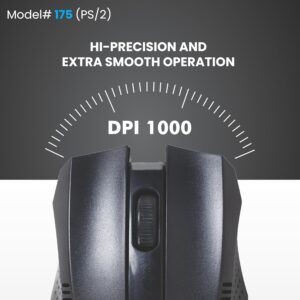 Prodot PS2 Plug & Play Ergonomic Wired Mouse I High Resolution 1000 DPI Optical Sensor I 5M Key Press Life & Clickable Scroll Wheel I 1 Year Warranty I Works with Windows, iOS,...