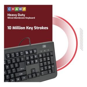 TVS ELECTRONICS Champ Heavy Duty Membrane Wired Keyboard | Array of 104 Keys |Multimedia Functions|Membrane Keys| Compatible|Smooth Handling|Lightweight|Plug|SND Play USB...