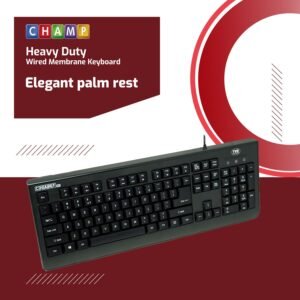 TVS ELECTRONICS Champ Heavy Duty Membrane Wired Keyboard | Array of 104 Keys |Multimedia Functions|Membrane Keys| Compatible|Smooth Handling|Lightweight|Plug|SND Play USB...
