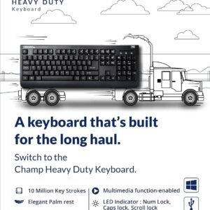 TVS ELECTRONICS Champ Heavy Duty Membrane Wired Keyboard | Array of 104 Keys |Multimedia Functions|Membrane Keys| Compatible|Smooth Handling|Lightweight|Plug|SND Play USB...