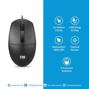 TVS ELECTRONICS Champ M120 Wired Optical Mouse with 1200 DPI Resolutions | 3 Handy Buttons with 1.5 Million Durable Clicks | Fast Moving Scroll Wheel, Plug and Play USB Mouse...