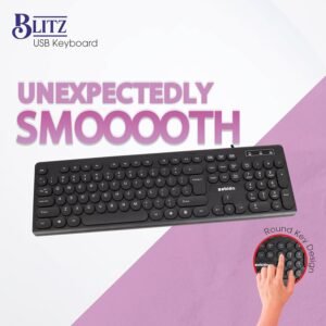 Zebion Blitz USB Keyboard with Retro Style Rounded Key Design, Tested with Over 5 Million Keystrokes, Silent & Comfortable Use, Slim Design, Chiclet Keys, 1 Year Warranty (Black)