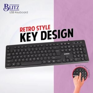 Zebion Blitz USB Keyboard with Retro Style Rounded Key Design, Tested with Over 5 Million Keystrokes, Silent & Comfortable Use, Slim Design, Chiclet Keys, 1 Year Warranty (Black)