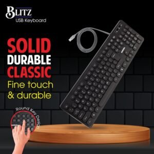 Zebion Blitz USB Keyboard with Retro Style Rounded Key Design, Tested with Over 5 Million Keystrokes, Silent & Comfortable Use, Slim Design, Chiclet Keys, 1 Year Warranty (Black)
