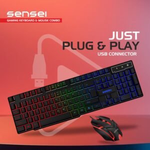 ZEBION Sensei Wired Gaming Keyboard Mouse Combo with RGB Lights, The Backlit Keys are Bright and Sharp, Adjustable DPI with Color Changing RGB Light, Durable Body, 1 Year Warranty