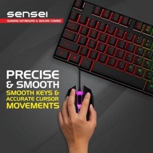 ZEBION Sensei Wired Gaming Keyboard Mouse Combo with RGB Lights, The Backlit Keys are Bright and Sharp, Adjustable DPI with Color Changing RGB Light, Durable Body, 1 Year Warranty