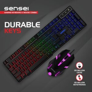 ZEBION Sensei Wired Gaming Keyboard Mouse Combo with RGB Lights, The Backlit Keys are Bright and Sharp, Adjustable DPI with Color Changing RGB Light, Durable Body, 1 Year Warranty