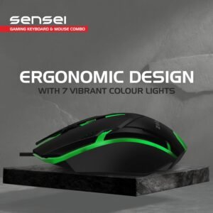 ZEBION Sensei Wired Gaming Keyboard Mouse Combo with RGB Lights, The Backlit Keys are Bright and Sharp, Adjustable DPI with Color Changing RGB Light, Durable Body, 1 Year Warranty