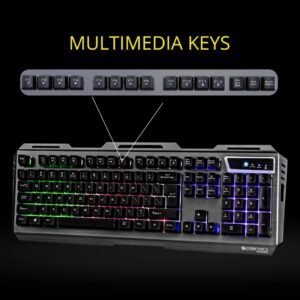 Zebronics Transformer Gaming Keyboard and Mouse Combo,Braided Cable,Durable Al body,Multimedia keys and Gaming Mouse with 6 Buttons, Multi-Color LED Lights, High-Resolution...