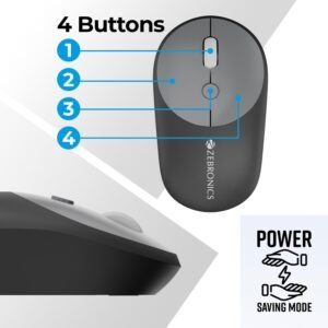 Zebronics Wireless Keyboard & Mouse Combo, 106 UV-Coated Keys, ₹ Key, 13 Multimedia Keys, Retractable Stand, 4 Button Mouse, 1600 DPI, High Precision, USB Nano Receiver...