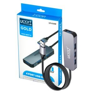 4 Port USB Hub 3.0 with Hi-Speed Data Transfer, Multi Device Connection, Plug Play Usage, Glossy Finish and Lightweight Design Compatible with Laptop, MacBook, PC (Grey) (1 Meter)