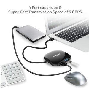 Honeywell Momentum 4-1 USB 3.0 Hub, 1.2 Meter Cable, Max Current 900mA, Transmission Speed 5GBPS, Universally Compatible with All USB PC, Laptop, Speaker, Mobile, Pen Drive,Hard...