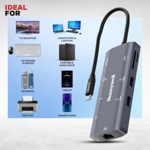 Honeywell New Launch 9-in-1 Type C Dock with 4K HDMI, 1GBPS RJ45 Ethernet Port, 2xUSB 3.0, 1xUSB 2.0 & Type C 3.0 PD100W, SD & Micro SD Slot, Audio Port for All Type C Devices-...