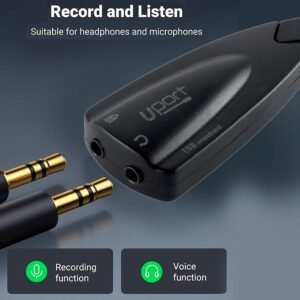 USB to 3.5mm Jack Audio Adapter,USB Sound Card with Headphone and Microphone Jack USB to Aux Converter for Windows and Mac, Linux