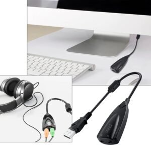 USB to 3.5mm Jack Audio Adapter,USB Sound Card with Headphone and Microphone Jack USB to Aux Converter for Windows and Mac, Linux